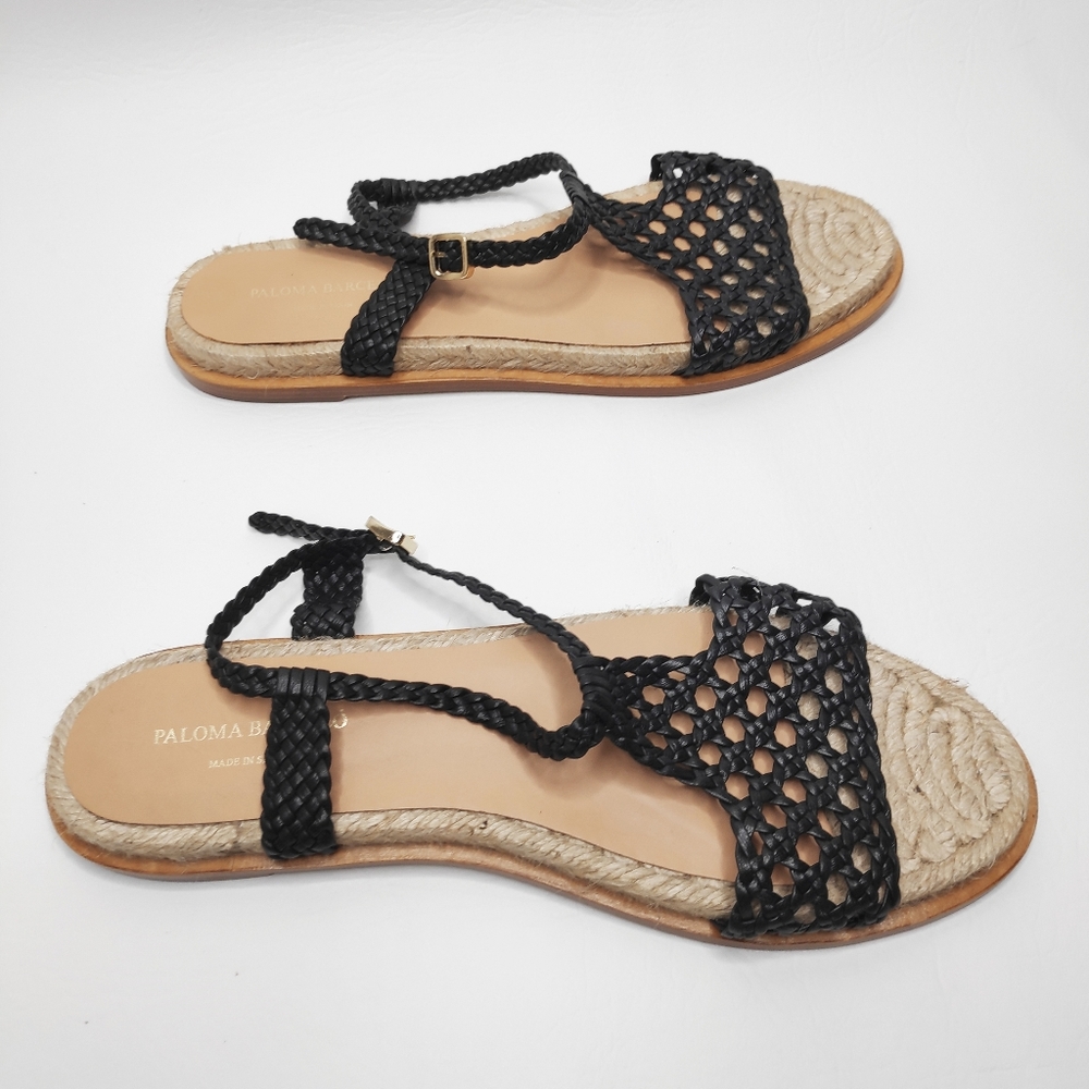 Paloma Barcelo Sandrine Woven Flat Sandals Size 38 - Picture 3 of 8